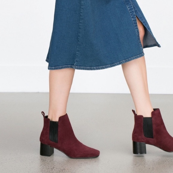 Zara Shoes - 🌹 Zara Burgundy Leather Chelsea Ankle Boot 🌹